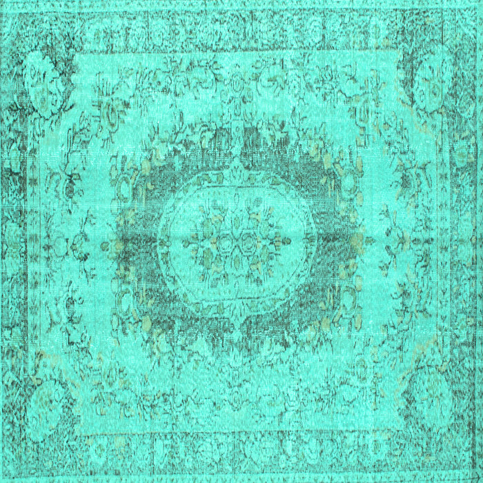Square Machine Washable Persian Turquoise Traditional Area Rugs, wshtr774turq