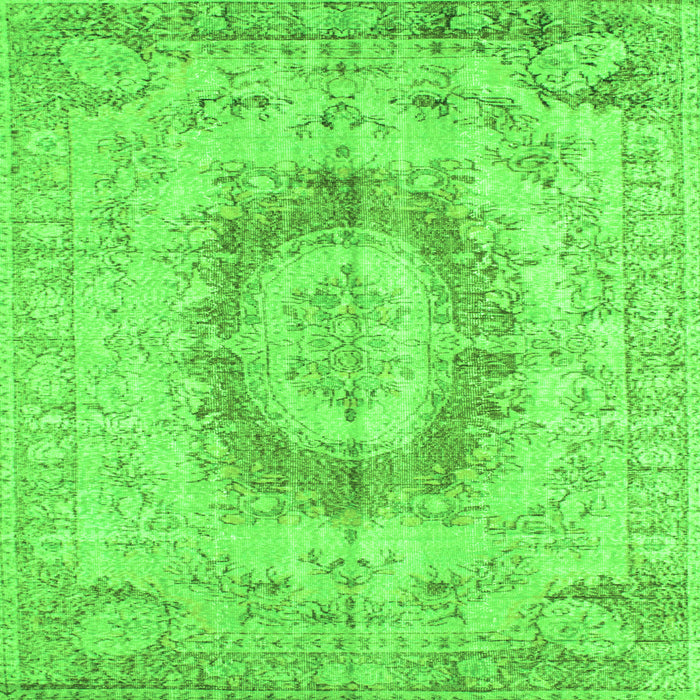 Round Machine Washable Persian Green Traditional Area Rugs, wshtr774grn
