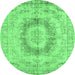 Round Persian Emerald Green Traditional Rug, tr774emgrn