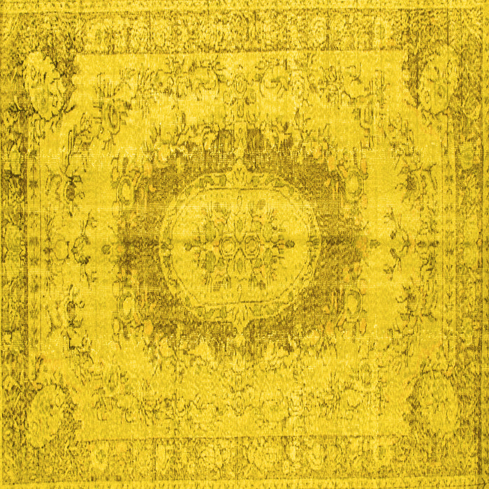 Square Persian Yellow Traditional Rug, tr774yw