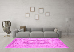 Machine Washable Persian Pink Traditional Rug in a Living Room, wshtr774pnk