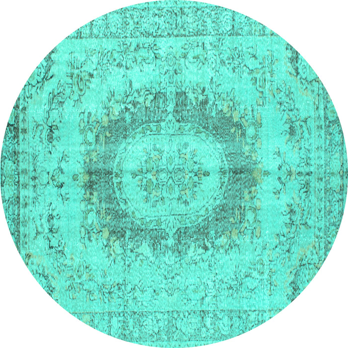 Round Persian Turquoise Traditional Rug, tr774turq