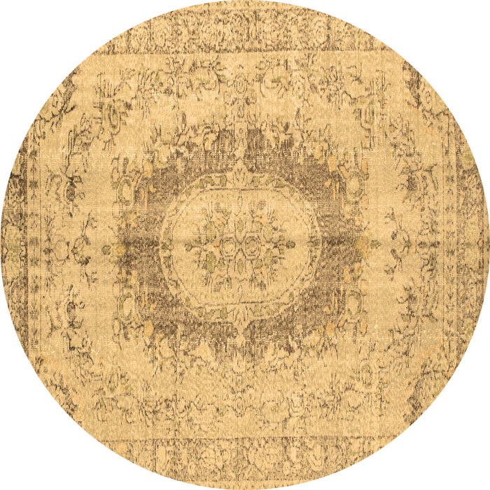 Round Persian Brown Traditional Rug, tr774brn