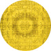 Round Persian Yellow Traditional Rug, tr774yw