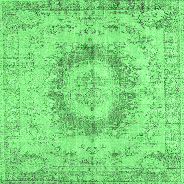Square Machine Washable Persian Emerald Green Traditional Area Rugs, wshtr774emgrn