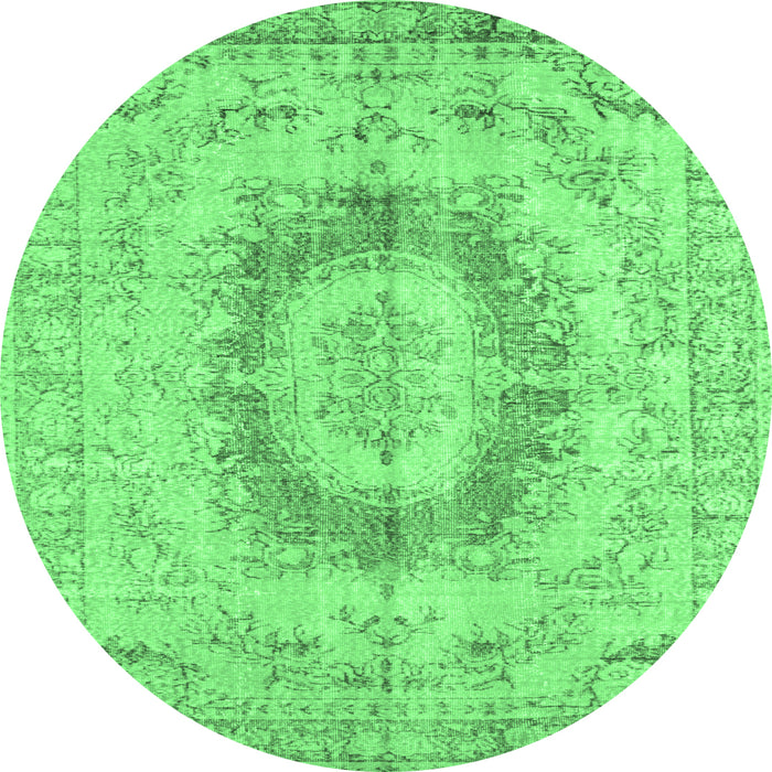 Round Machine Washable Persian Emerald Green Traditional Area Rugs, wshtr774emgrn