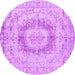 Round Machine Washable Persian Purple Traditional Area Rugs, wshtr774pur