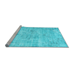 Sideview of Machine Washable Persian Light Blue Traditional Rug, wshtr775lblu