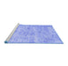 Sideview of Machine Washable Persian Blue Traditional Rug, wshtr775blu