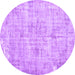 Round Persian Purple Traditional Rug, tr775pur