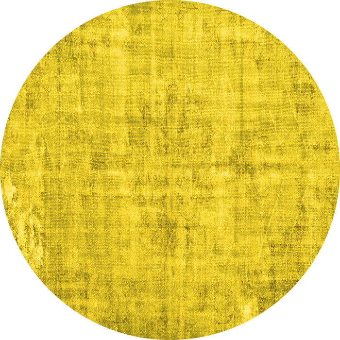 Round Machine Washable Persian Yellow Traditional Rug, wshtr775yw