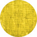 Round Machine Washable Persian Yellow Traditional Rug, wshtr775yw