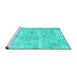 Sideview of Machine Washable Persian Turquoise Traditional Area Rugs, wshtr775turq