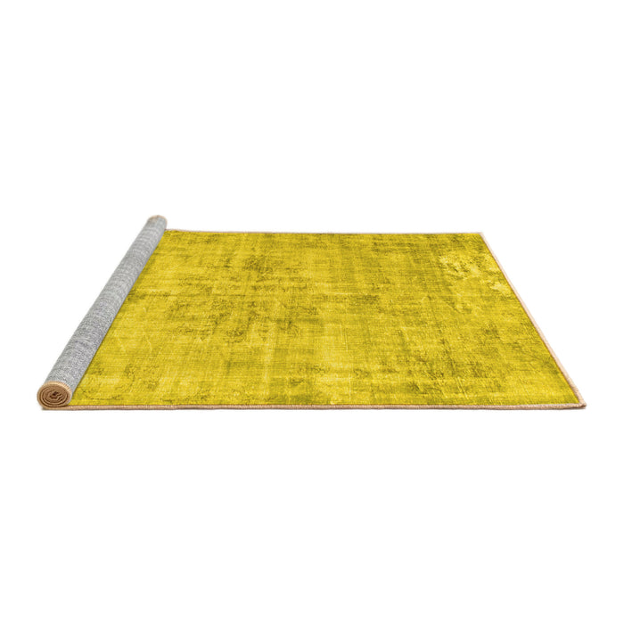 Sideview of Machine Washable Persian Yellow Traditional Rug, wshtr775yw