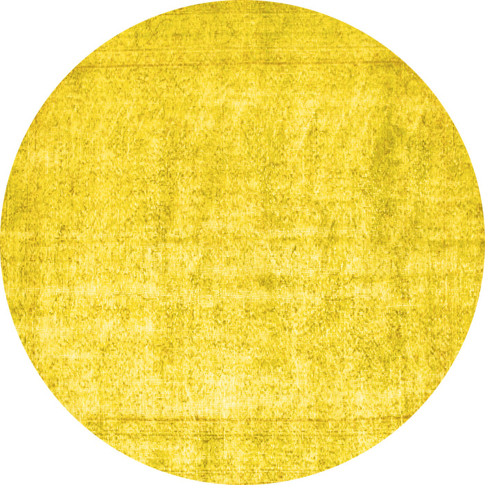 Round Machine Washable Persian Yellow Traditional Rug, wshtr776yw