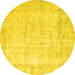 Round Machine Washable Persian Yellow Traditional Rug, wshtr776yw