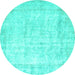 Round Persian Turquoise Traditional Rug, tr776turq