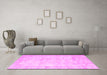 Machine Washable Persian Pink Traditional Rug in a Living Room, wshtr776pnk