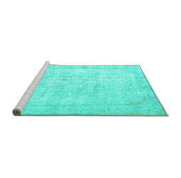 Sideview of Machine Washable Persian Turquoise Traditional Area Rugs, wshtr776turq