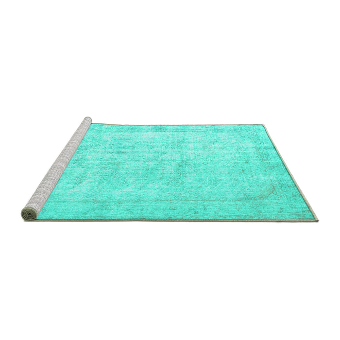 Sideview of Machine Washable Persian Turquoise Traditional Area Rugs, wshtr776turq