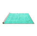 Sideview of Machine Washable Persian Turquoise Traditional Area Rugs, wshtr776turq