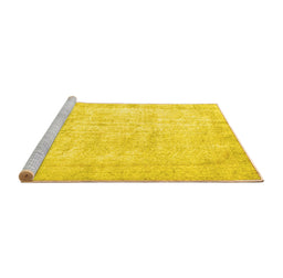 Sideview of Machine Washable Persian Yellow Traditional Rug, wshtr776yw