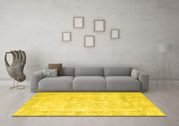 Machine Washable Persian Yellow Traditional Rug in a Living Room, wshtr776yw