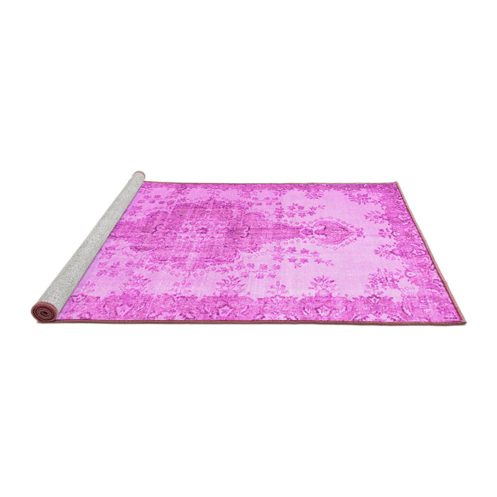 Sideview of Machine Washable Persian Pink Traditional Rug, wshtr777pnk