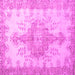 Square Machine Washable Persian Pink Traditional Rug, wshtr777pnk