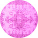 Round Persian Pink Traditional Rug, tr777pnk