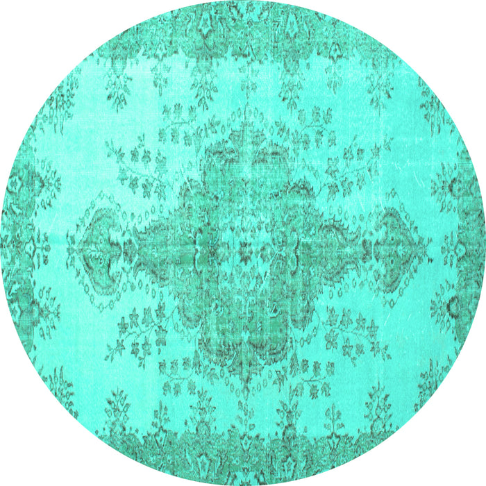 Round Persian Turquoise Traditional Rug, tr777turq