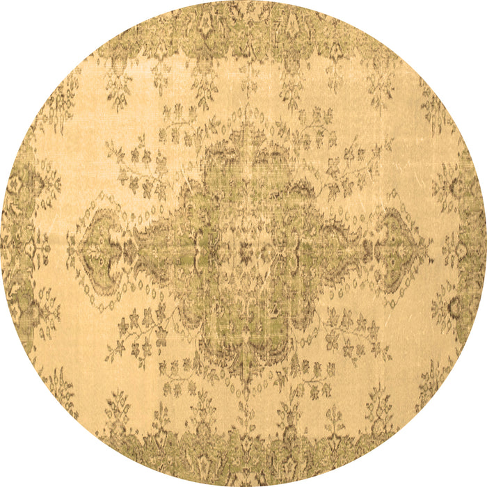 Round Machine Washable Persian Brown Traditional Rug, wshtr777brn