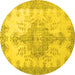 Round Persian Yellow Traditional Rug, tr777yw