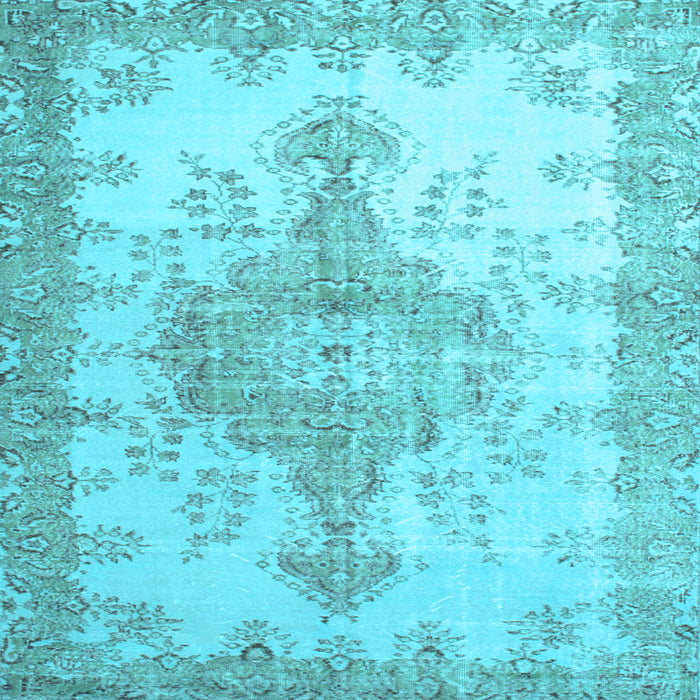 Square Machine Washable Persian Light Blue Traditional Rug, wshtr777lblu