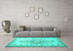 Machine Washable Persian Turquoise Traditional Area Rugs in a Living Room,, wshtr777turq