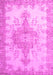 Machine Washable Persian Pink Traditional Rug, wshtr777pnk