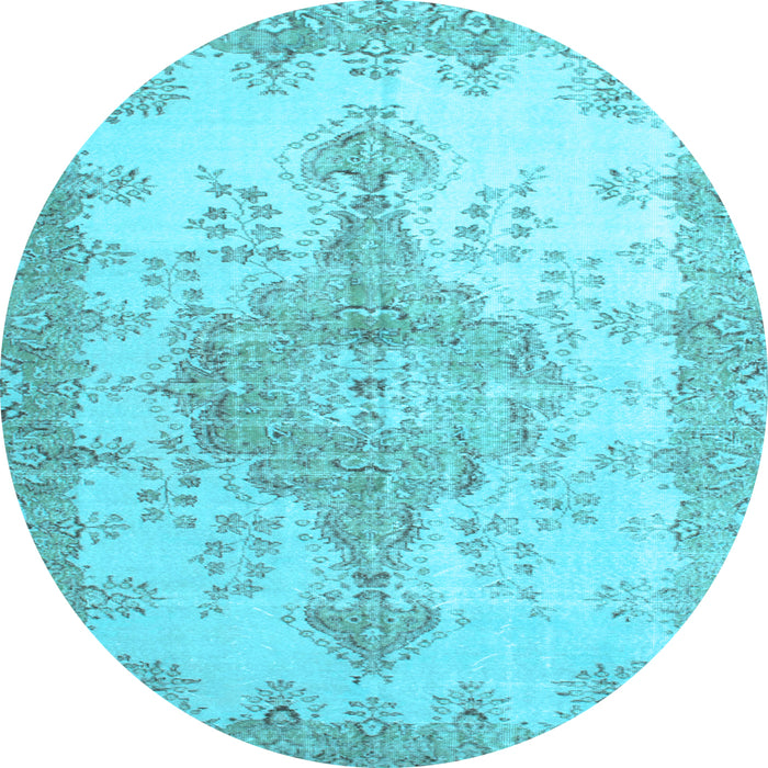 Round Machine Washable Persian Light Blue Traditional Rug, wshtr777lblu