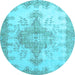 Round Persian Light Blue Traditional Rug, tr777lblu