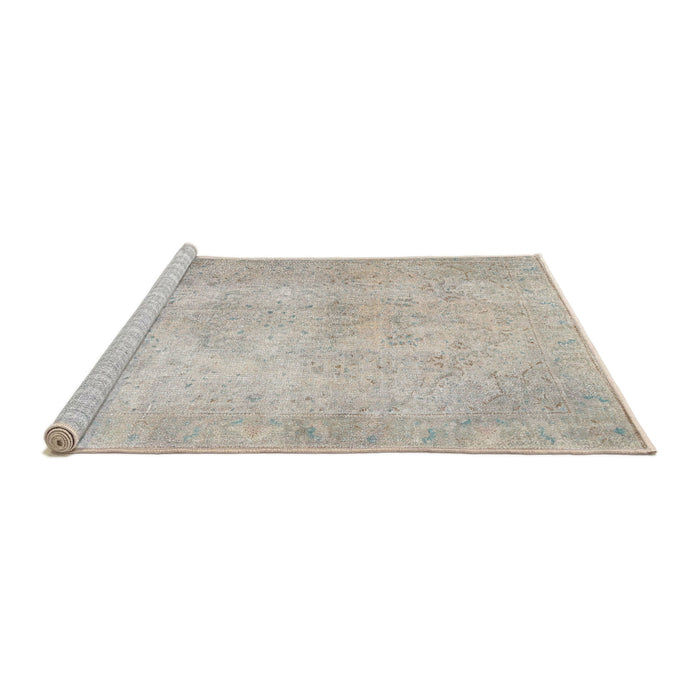 Sideview of Machine Washable Traditional Sage Green Rug, wshtr778