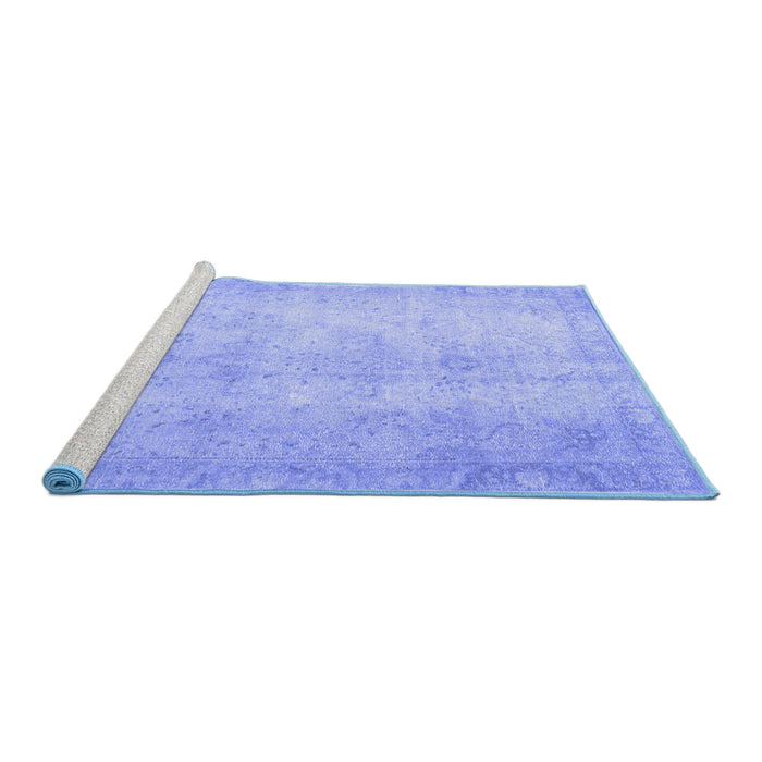 Sideview of Machine Washable Persian Blue Traditional Rug, wshtr778blu