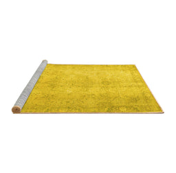 Sideview of Machine Washable Persian Yellow Traditional Rug, wshtr778yw