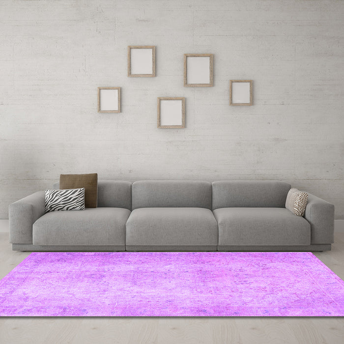 Machine Washable Persian Purple Traditional Area Rugs in a Living Room, wshtr778pur