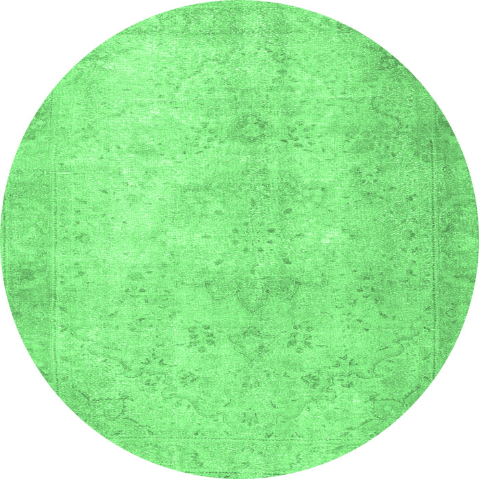 Round Persian Emerald Green Traditional Rug, tr778emgrn