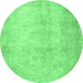 Round Persian Emerald Green Traditional Rug, tr778emgrn