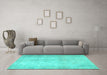 Machine Washable Persian Turquoise Traditional Area Rugs in a Living Room,, wshtr778turq