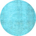 Round Persian Light Blue Traditional Rug, tr778lblu