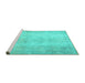 Sideview of Machine Washable Persian Turquoise Traditional Area Rugs, wshtr778turq