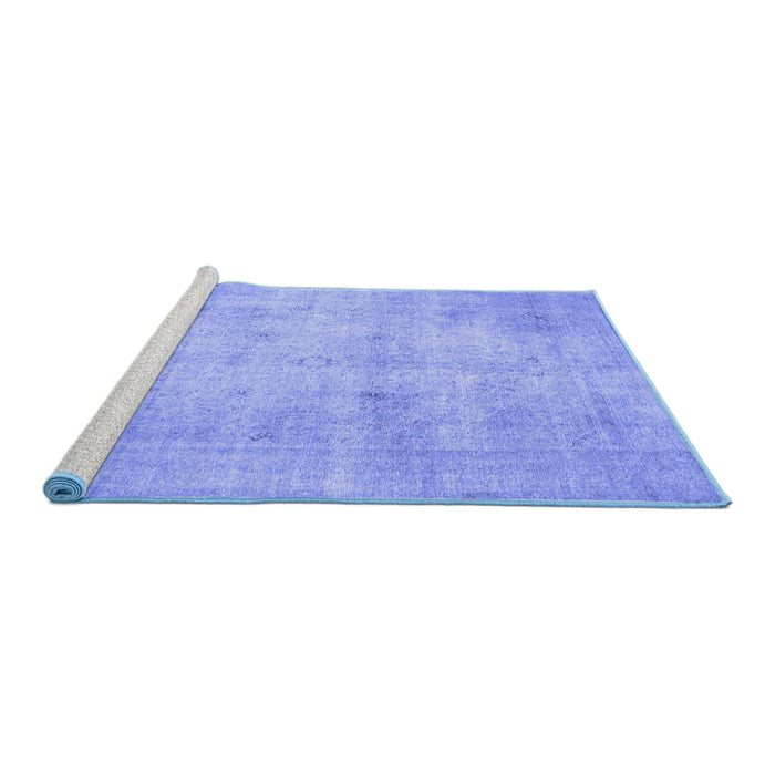 Sideview of Machine Washable Persian Blue Traditional Rug, wshtr779blu