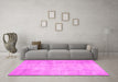 Machine Washable Persian Pink Traditional Rug in a Living Room, wshtr779pnk