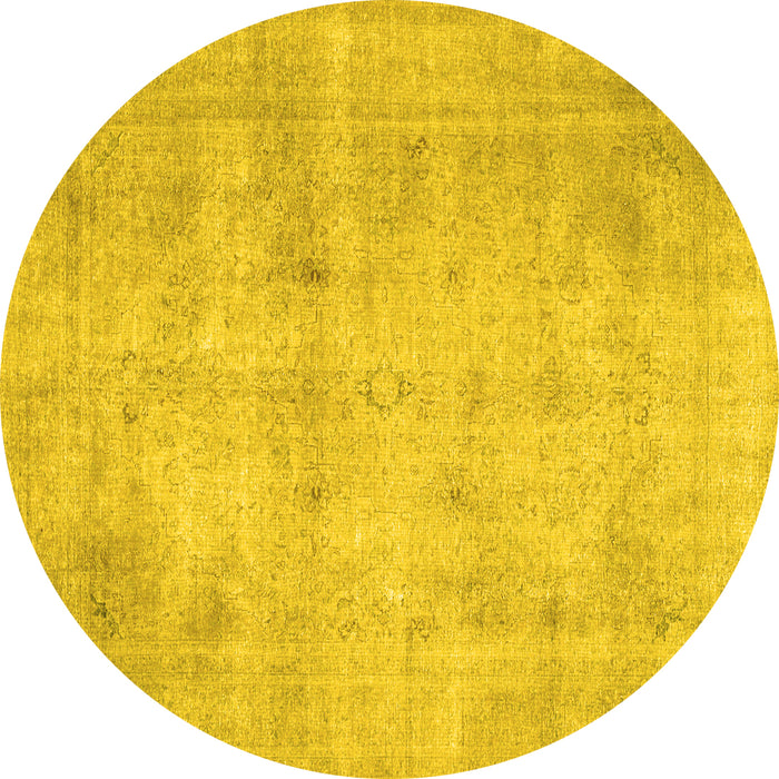 Round Persian Yellow Traditional Rug, tr779yw